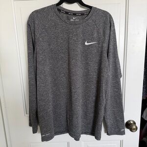 Nike Men's Swim Shirt Dri Fit Gray Long Sleeve Tee